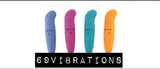 Image of four colorful Mini Dolphin Vibrators in blue, pink, green, and orange, arranged side by side. Below them is a black rectangle banner with white text that reads "69VIBRATIONS," highlighting premium sex toys available at our adult shop in Kenya.